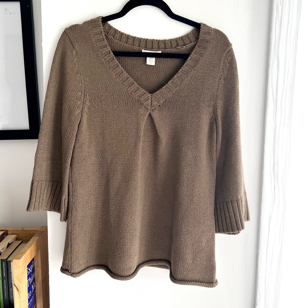 White + Warren Brown Knit Sweater